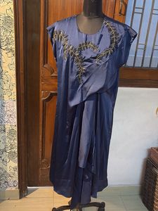 Chique Elegant Blue Draped Dress
