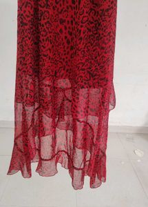 Red Leopard Print Maxi Dress