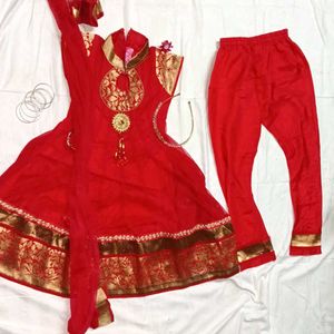 🎀Red &amp; Gold Festive Anarkali🎀