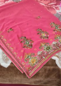 Pink Embellished Saree