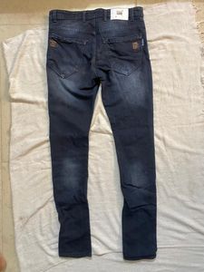 Dark Blue Distressed Slim Fit Jeans – Size 30