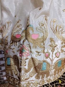 Embroidered Cream Lehenga