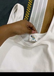 New White Ribbed Tank Top