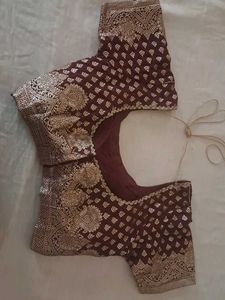 Elegant wine &amp; Gold Saree stitching blouse 34 ch