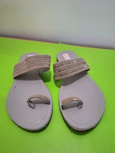 Beautiful Gray Flat Chappals