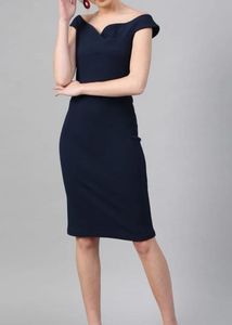 Athena Navy Off-the-Shoulder Dress