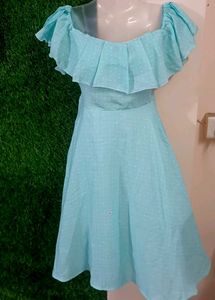 Polka Dot Blue Ruffle Dress