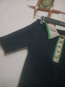Retro Ribbed Polo Tee