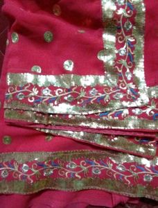 Pink &amp; Gold Sequin Saree