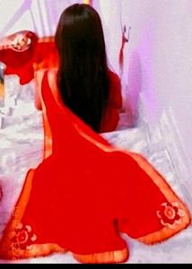 Red Saree ♥️😍 Ready To Wear Sare