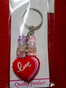 Heart Keychains With Unique Bottle Charms