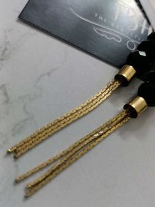 Elegant Black Beaded Dangle Earrings