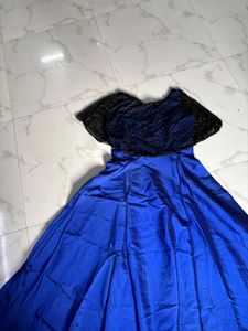 Royal Blue &amp; Black Saree