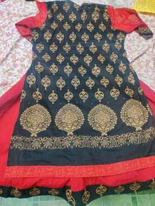 Double Layer Anarkali With Embroidered Neck (xxl)