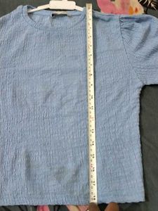 Light Blue Puff Sleeve Top Made In Turkey