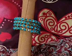 Teal Stone Bangles (Set of 4)