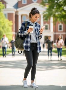 👕 DNMX Navy Blue &amp; White Plaid Shirt
