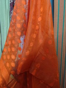 Orange Dhakai Buti Saree
