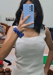 White Ribbed Tank Top