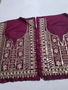 Neck Embroidery Patches Combo Of 2 Wine Golden New