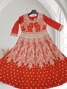 Red Embroidered Anarkali Dress