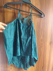 Criss-cross Back Halter Lace Design Top