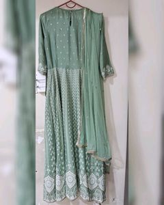 Wishful By W Light Green Flared Dress-Drape Set