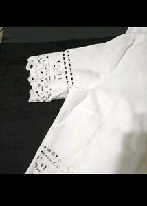 Lace Trim White Blouse