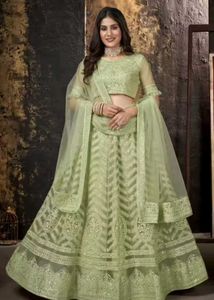 Light Green Embroidered Lehenga