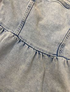 Denim Tube Top with Peplum Hem