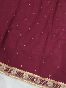 Maroon Embroidered Kurta Set
