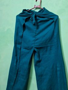 Teal Palazzo Pants with Tassels