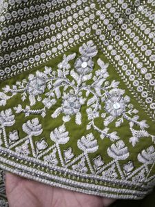 Elegant Green Dhoti Pant Set 40 size side jib adju