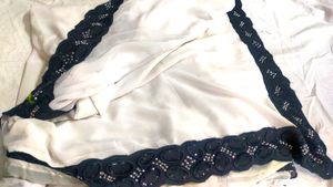Georgous White Saree | Black Border