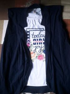 Floral Graphic Tee with Black Shrug