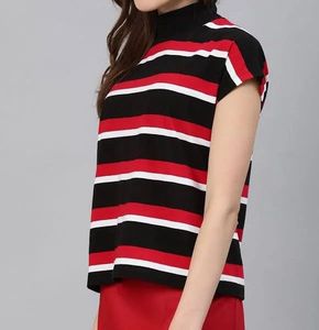 Striped Mock Neck Top