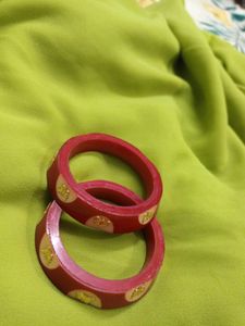 Red &amp; Gold Butterfly Bangles (Set of 2)