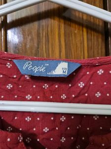 Red Printed Kurti With Tie Up