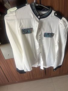 Stylish White Embellished Shirt