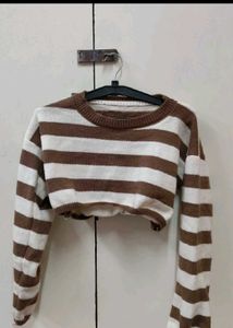 Striped Cropped Pullover Sweater