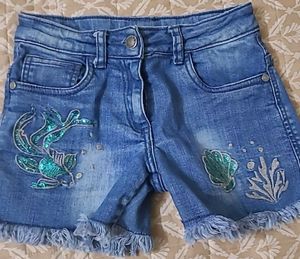 Combo of embroidered denim shorts &amp; top