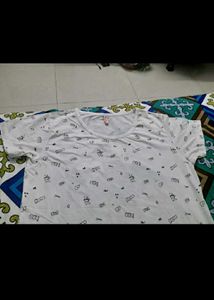 Cute Printed White T-Shirt