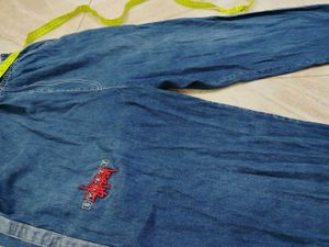 Vintage Denim Pants with Embroidery