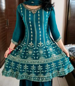 Women Green Silk Zari Embroidery Sharara Suit