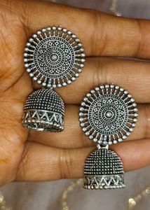 Oxidised Silver Earrings Combo-5(Free Finger Ring)