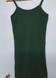 Dark Green Knit Slip Dress