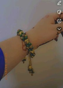 Green & Gold Beaded Bracelet