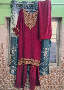 Heavy Embroided Gharara Kurta Dupatta Set