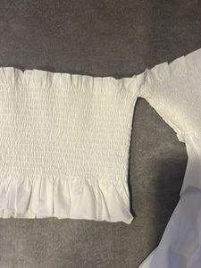 Off Shoulder White Top With Puffed Sleeves