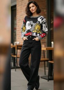 Vintage Mickey Mouse Graphic Knit Sweater
